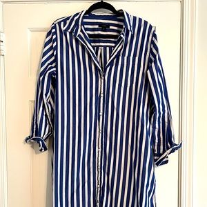 J. Crew size M blue white pinstripe Oxford shirt dress